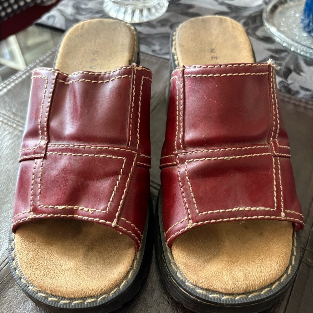 Aldo Leather Slip On Sandals